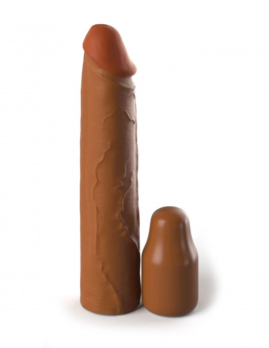 Коричневая насадка на член 2  Silicone X-tension - 20,3 см. - Pipedream - в Магнитогорске купить с доставкой