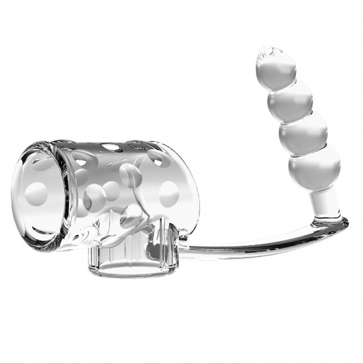 Прозрачная насадка на пенис и мошонку с анальным стимулятором Rilley - Baile - в Магнитогорске купить с доставкой