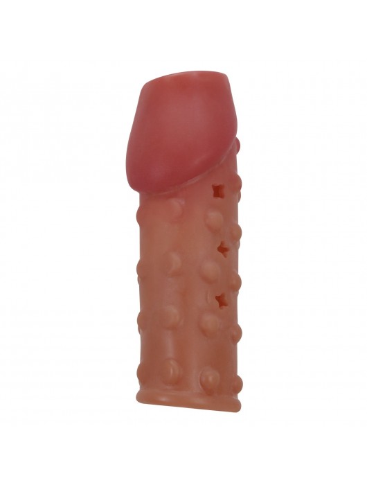 Телесная открытая насадка на пенис с бугорками - 19,8 см. - Baile - в Магнитогорске купить с доставкой