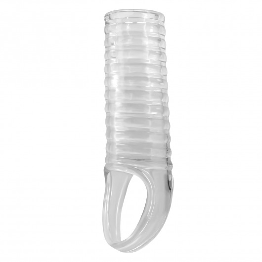 Прозрачная насадка на пенис с ребрышками и подхватом мошонки - Baile - в Магнитогорске купить с доставкой