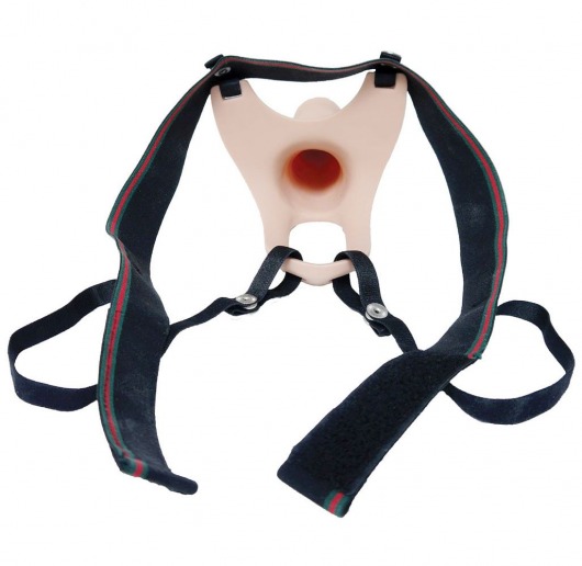 Телесный полый страпон на ремешках - 16,5 см. - Boys of Toys - купить с доставкой в Магнитогорске