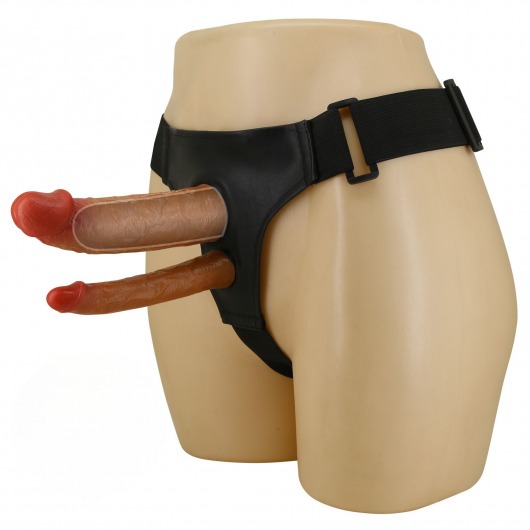 Темно-бежевый фаллопротез для двойного проникновения - 17,5 см. - Baile - купить с доставкой в Магнитогорске