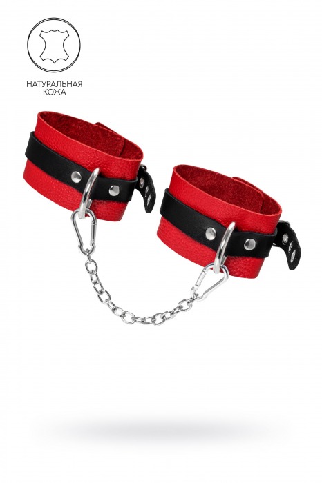 Красно-черные мягкие оковы с одним ремешком и люверсами - Pecado - купить с доставкой в Магнитогорске