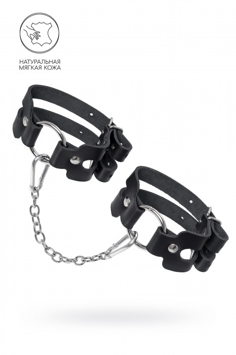 Черные кожаные оковы из двух ремешков - Pecado - купить с доставкой в Магнитогорске