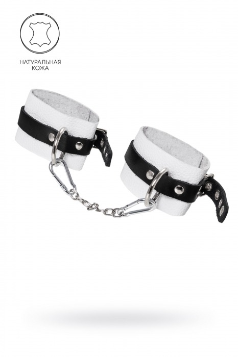 Бело-черные мягкие оковы с одним ремешком и люверсами - Pecado - купить с доставкой в Магнитогорске