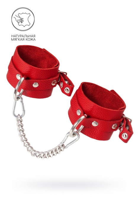 Красные мягкие кожаные оковы с люверсами - Pecado - купить с доставкой в Магнитогорске