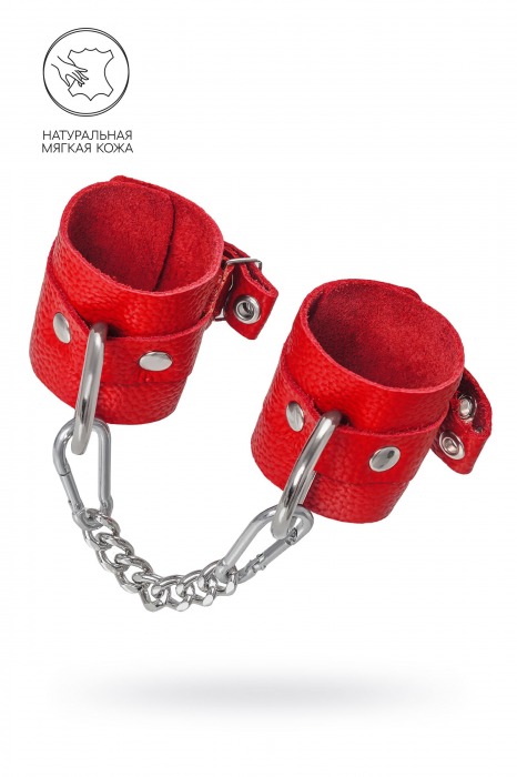 Красные мягкие кожаные наручники с люверсами - Pecado - купить с доставкой в Магнитогорске