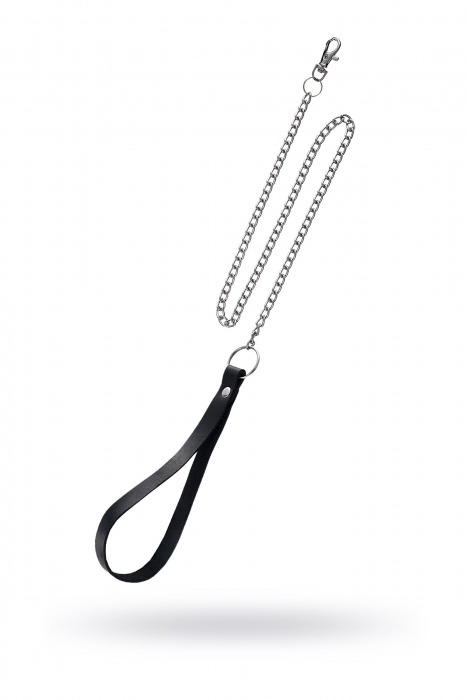 Поводок с ручкой из черной натуральной кожи и карабином для ошейника - Pecado - купить с доставкой в Магнитогорске