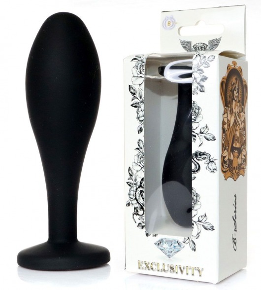 Черная анальная втулка с прозрачным кристаллом - 9,2 см. - Boys of Toys