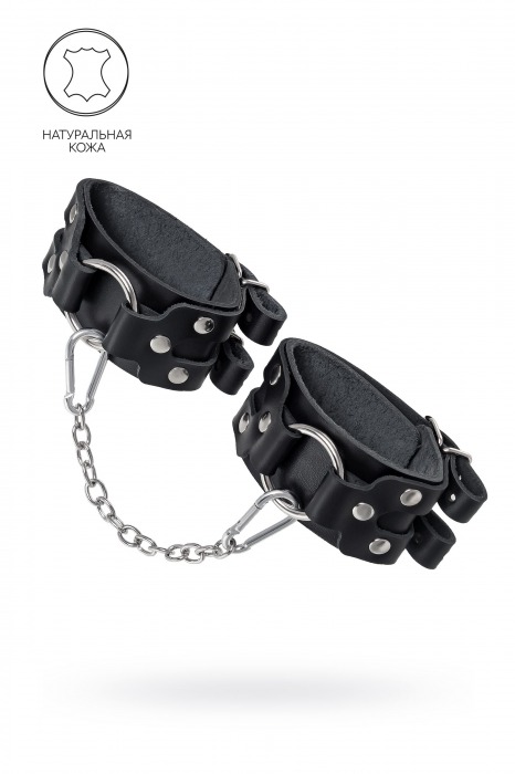 Черные кожаные оковы с двумя ремешками - Pecado - купить с доставкой в Магнитогорске