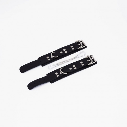 Черные кожаные наручники с регулируемыми ремешками - Crazy Handmade - купить с доставкой в Магнитогорске