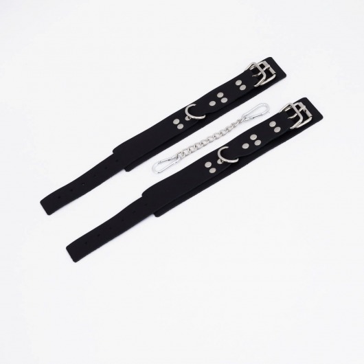 Черные кожаные оковы с регулируемыми ремешками - Crazy Handmade - купить с доставкой в Магнитогорске