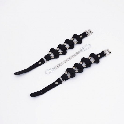 Черные кожаные оковы из звеньев - Crazy Handmade - купить с доставкой в Магнитогорске