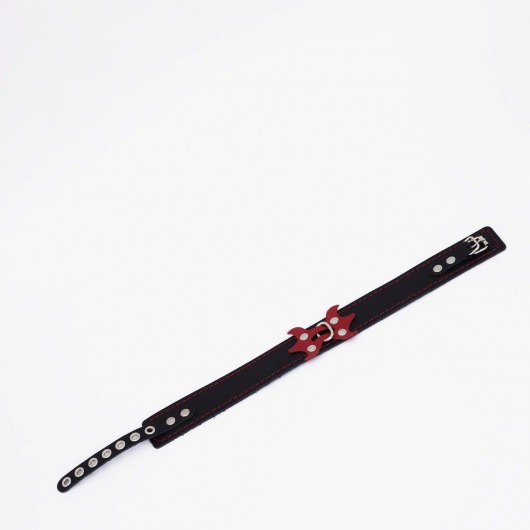 Черный ошейник с красным декором и строчкой - Crazy Handmade - купить с доставкой в Магнитогорске