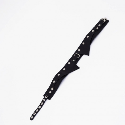 Черный однослойный кожаный ошейник с имитацией воротничка - Crazy Handmade - купить с доставкой в Магнитогорске