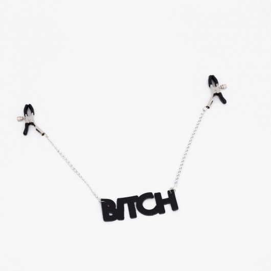 Зажимы на соски с кожаной подвеской Bitch - Crazy Handmade - купить с доставкой в Магнитогорске