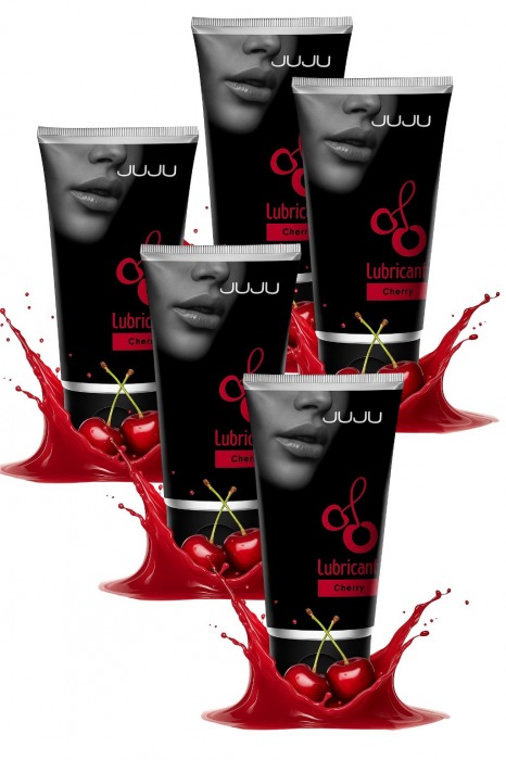 Набор из 5 съедобных лубрикантов JUJU со вкусом вишни - JuJu - купить с доставкой в Магнитогорске