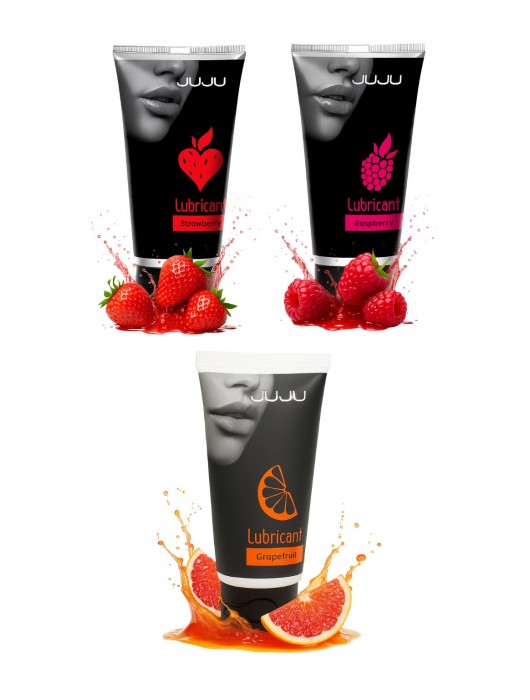 Набор из 3 съедобных лубрикантов JUJU (клубника, малина, грейпфрут) - JuJu - купить с доставкой в Магнитогорске