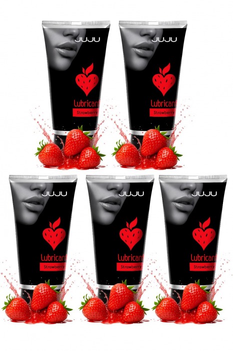 Набор из 5 съедобных лубрикантов JUJU со вкусом клубники - JuJu - купить с доставкой в Магнитогорске