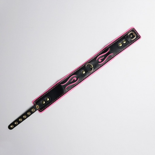 Черно-розовый ошейник с золотистой фурнитурой - Crazy Handmade - купить с доставкой в Магнитогорске