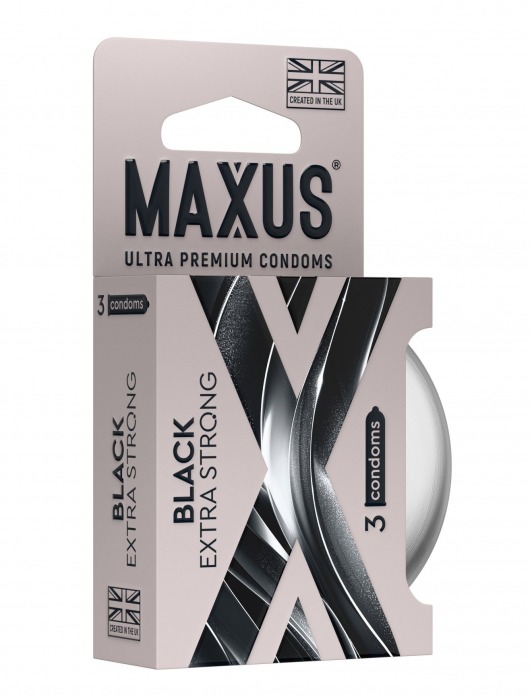 Черные утолщенные презервативы MAXUS Extra Strong с железным кейсом - 3 шт. - Maxus - купить с доставкой в Магнитогорске