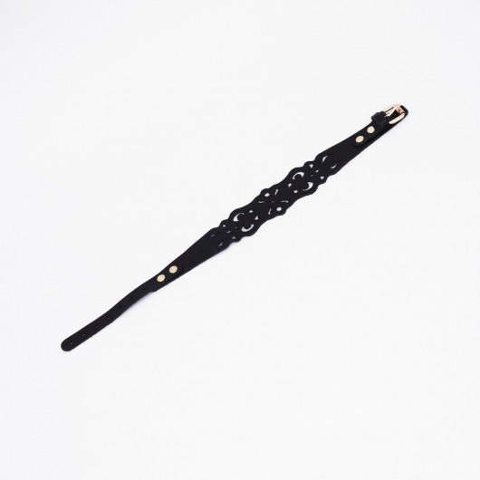 Черный ажурный чокер с золотистой фурнитурой - Crazy Handmade - купить с доставкой в Магнитогорске