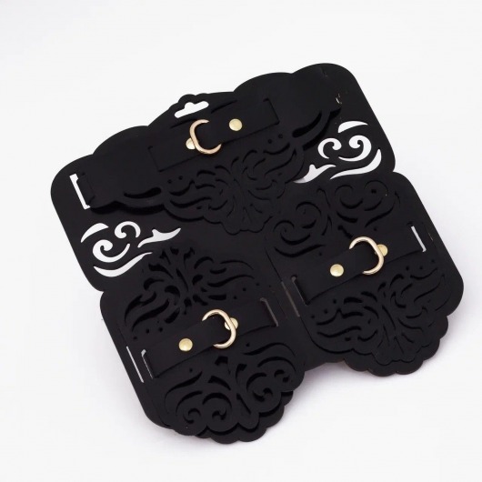 Фигурный набор для БДСМ-игр с узорами и золотистой фурнитурой - Crazy Handmade - купить с доставкой в Магнитогорске