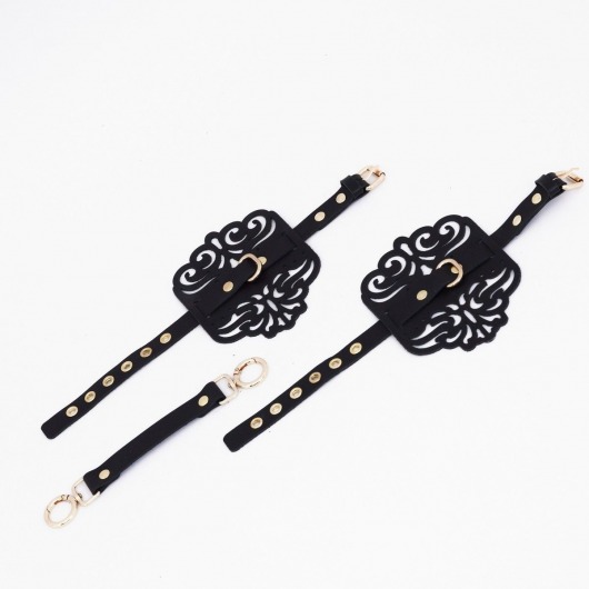 Черный фигурные оковы с золотистой фурнитурой - Crazy Handmade - купить с доставкой в Магнитогорске