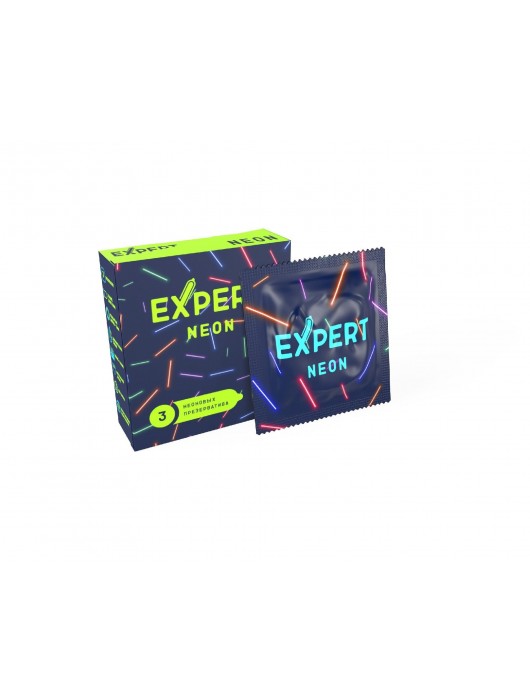 Светящиеся в темноте презервативы Expert Neon - 3 шт. - Expert - купить с доставкой в Магнитогорске
