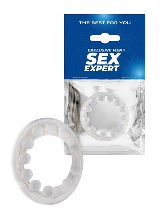 Эрекционное кольцо со стимулирующими шариками на поверхности - Sex Expert - в Магнитогорске купить с доставкой