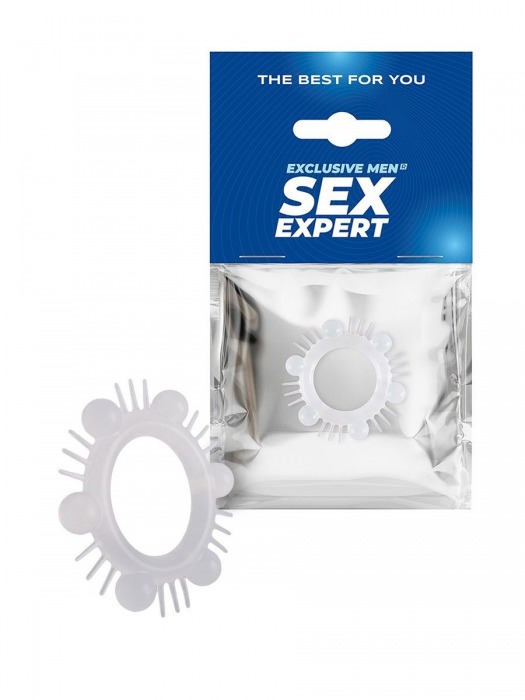 Эластичное эрекционное кольцо с шипиками и шариками - Sex Expert - в Магнитогорске купить с доставкой