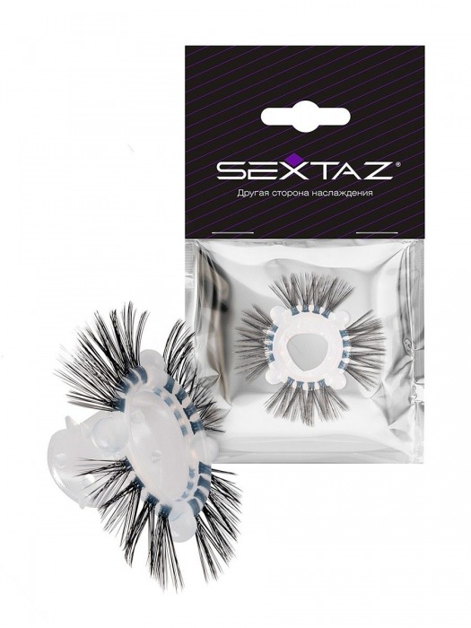 Эластичное эрекционное кольцо с черными «ресничками» - Sextaz - в Магнитогорске купить с доставкой