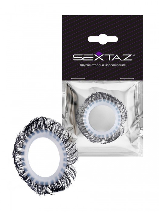 Эластичное эрекционное колечко с черными «ресничками» - Sextaz - в Магнитогорске купить с доставкой