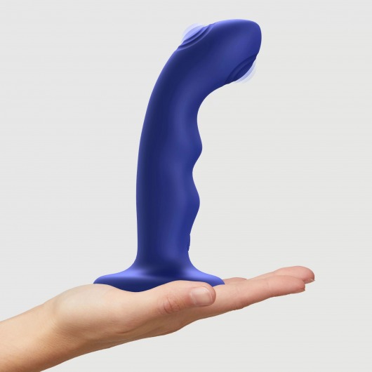 Синяя насадка-стимулятор Strap-On-Me Tapping Dildo Wave - Strap-on-me - купить с доставкой в Магнитогорске