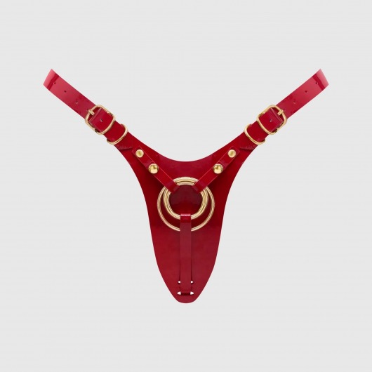 Красный пояс для фиксации насадок Strap-On-Me Leatherette Harness Fabulous - Strap-on-me - купить с доставкой в Магнитогорске