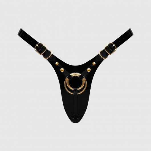 Черный пояс для фиксации насадок Strap-On-Me Leatherette Harness Fabulous - Strap-on-me - купить с доставкой в Магнитогорске