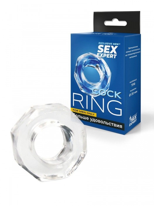 Прозрачное эрекционное кольцо в форме гайки - Sex Expert - в Магнитогорске купить с доставкой