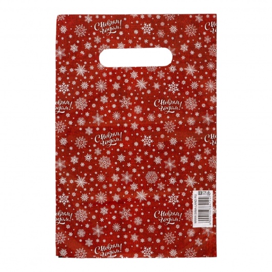 Красный подарочный новогодний пакет с вырубной ручкой (20х30 см) - Сима-Ленд - купить с доставкой в Магнитогорске