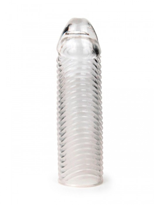 Прозрачная закрытая насадка на пенис с ребрышками - 16 см. - Sex Expert - в Магнитогорске купить с доставкой