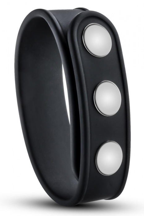 Черное эрекционное кольцо на кнопках - Blush Novelties - в Магнитогорске купить с доставкой