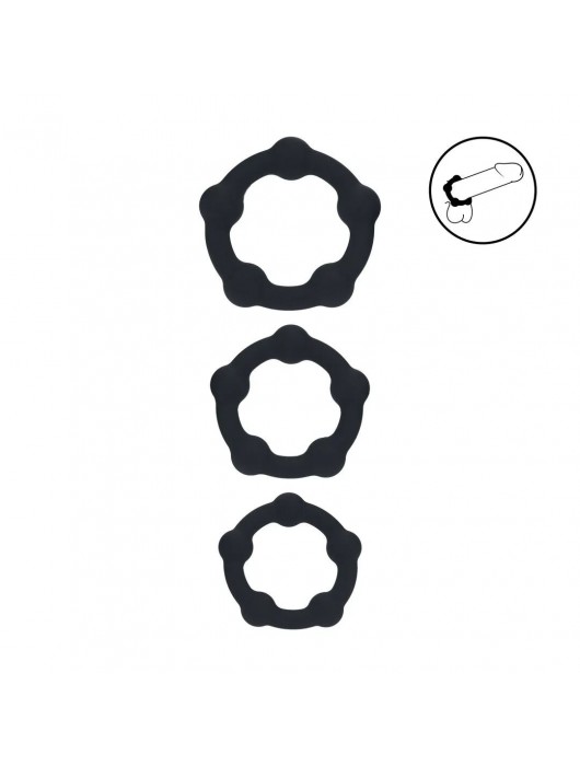 Набор из 3 эрекционных колец Beaded Silicone Cockring Set - Shots Media BV - в Магнитогорске купить с доставкой