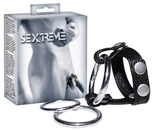 Подхват для мошонки с 3 съемными эрекционными кольцами Leder-Riemen - Orion - в Магнитогорске купить с доставкой