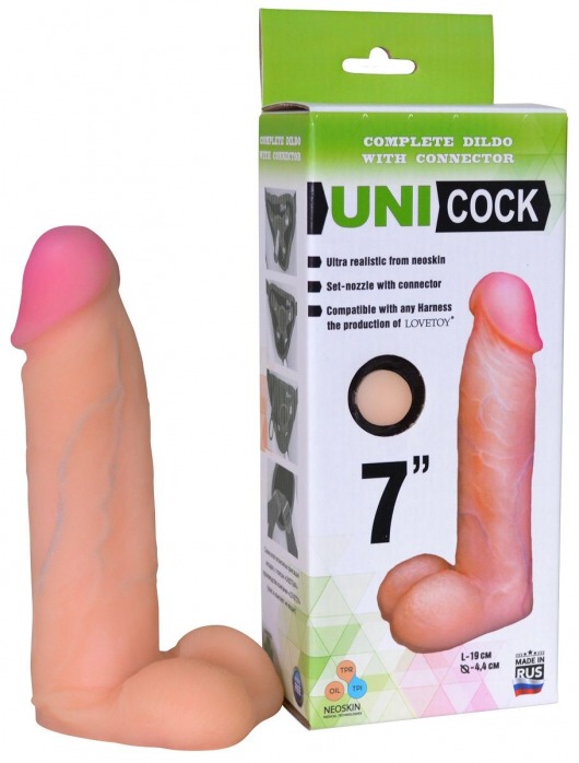 Фаллическая насадка Харнесс UNICOCK 7  - 19 см. - LOVETOY (А-Полимер) - купить с доставкой в Магнитогорске