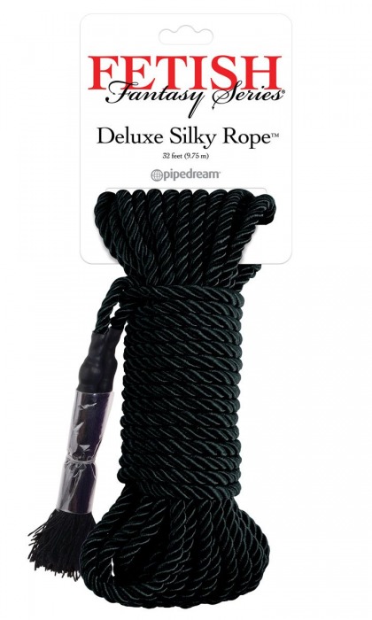 Черная веревка для фиксации Deluxe Silky Rope - 9,75 м. - Pipedream - купить с доставкой в Магнитогорске
