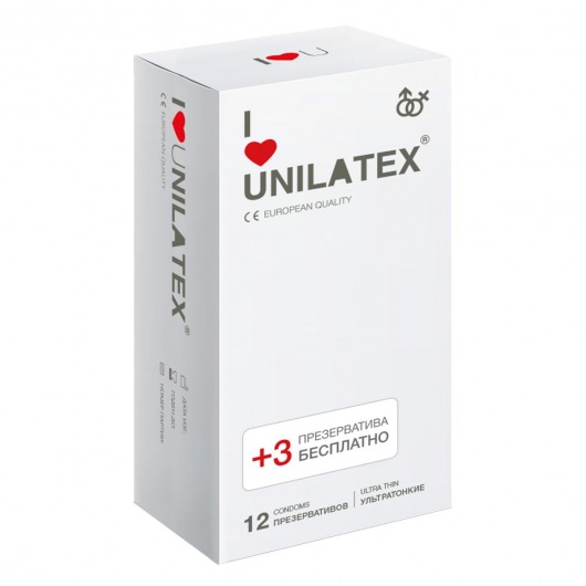 Ультратонкие презервативы Unilatex Ultra Thin - 12 шт. + 3 шт. в подарок - Unilatex - купить с доставкой в Магнитогорске