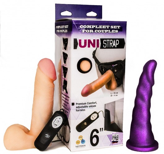 Вибрострапон с двумя насадками UniStrap - 18 и 18 см. - LOVETOY (А-Полимер) - купить с доставкой в Магнитогорске