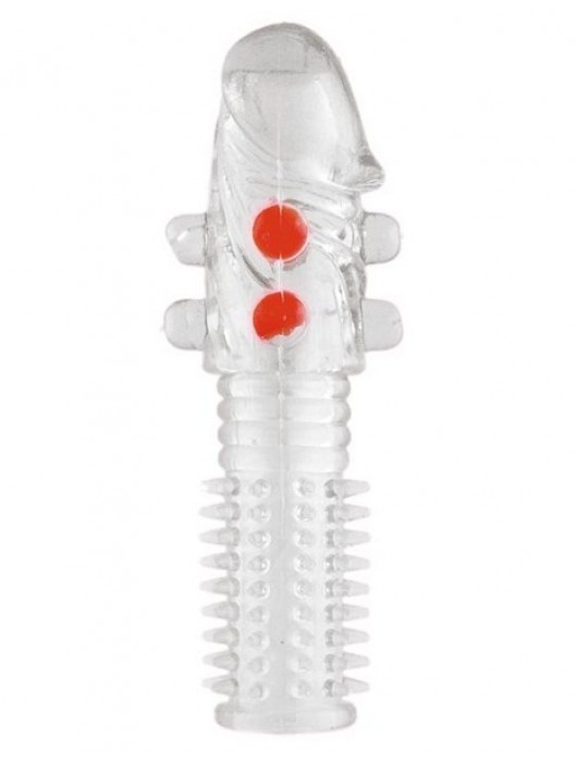 Гелевая прозрачная насадка с шариками и шипами - 14 см. - Toyfa Basic - в Магнитогорске купить с доставкой