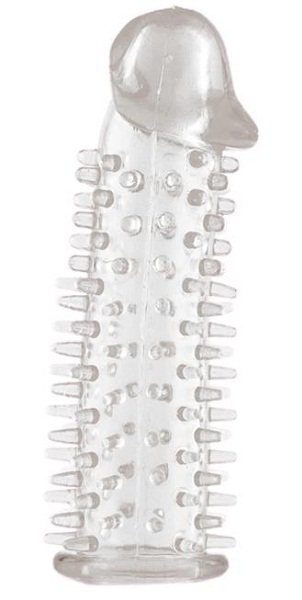 Прозрачная насадка на половой член с закрытой головкой и шипами - 12,5 см. - Toyfa Basic - в Магнитогорске купить с доставкой