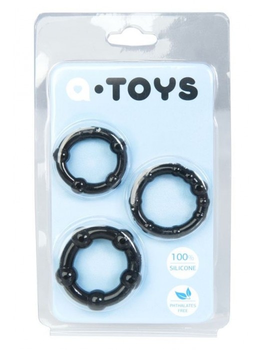Набор из 3 чёрных эрекционных колец A-toys - A-toys - в Магнитогорске купить с доставкой