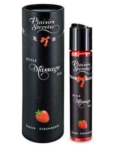 Массажное масло с ароматом клубники Huile de Massage Gourmande Fraise des Bois - 59 мл. - Plaisir Secret - купить с доставкой в Магнитогорске